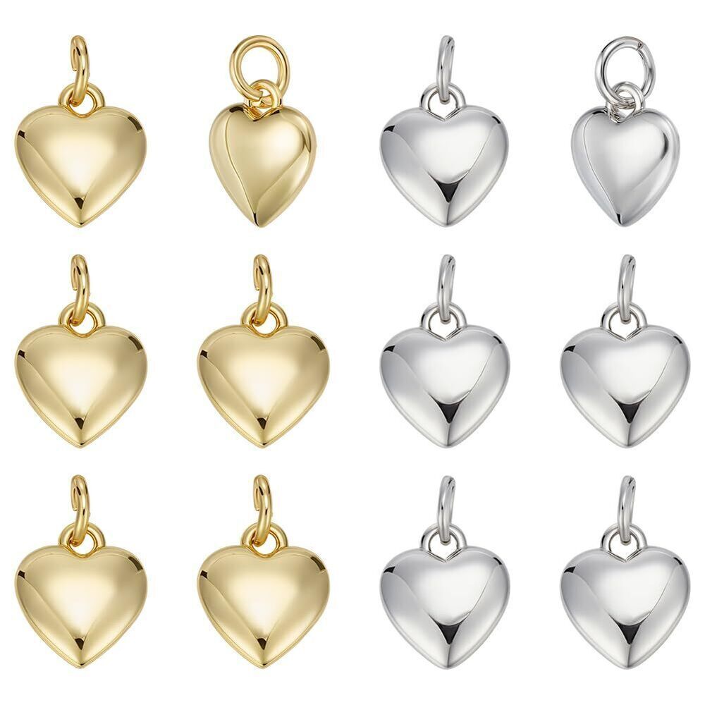 5551 Heart Charms Love Pendant with Jump Ring Golden Sliver Metal Dangle